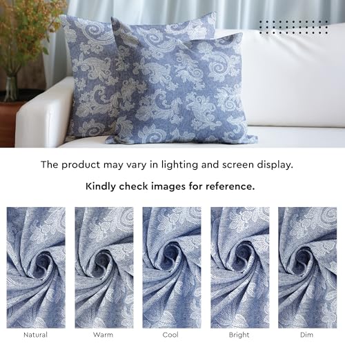 Image of Encasa XO Chambray Cotton Floral Cushion Covers | Red (Set of 2) I 16 inchx16 inch (40x40 cm) I Covers Only, No Insert I Decorative Floral Square Pillowcase I Machine Washable
