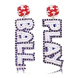 NVENF Beaded Baseball Earrings Sports Earrings for Women Handmade Bead Basketball Drop Dangle Earrings Holiday Party Game Jewelry Gifts (BALL PLAY)