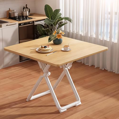 Mesa de comedor portátil extensible redonda/cuadrada, ahorra espacio, uso en interiores y exteriores, estilo rústico moderno, 70 cm, perfecta para espacios pequeños y reuniones