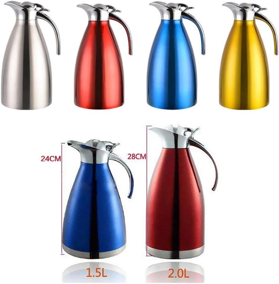 2L Thermal Vacuum Carafe Insulated Coffee Dual Stainless Steel Pot Pitcher- Design, Hot Water Preserving, Perfect for Both Home and Office Use, Ideal for Coffee Lovers and Eco-