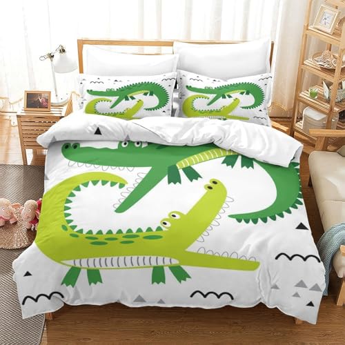 Linge de lit crocodile imprimé 3D avec housse de couette microfibre doux - 3