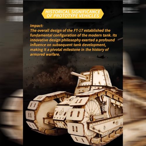 Idée cadeau unique : puzzle char militaire FT-17 en bois télécommandé 3D