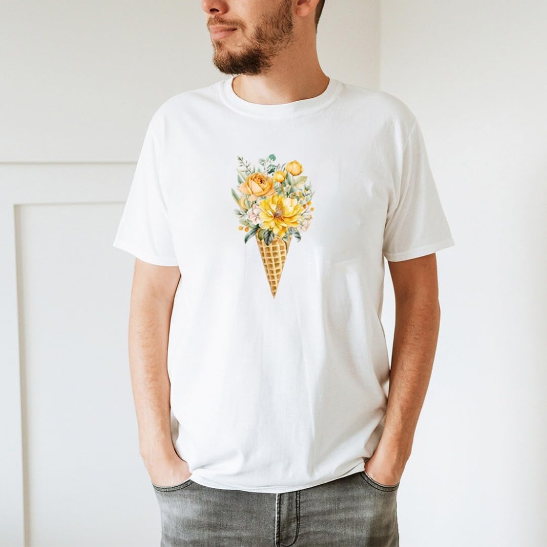 Watercolor Spring Floral Iron on Transfer Vinyl Cursive Heat Transfer Letters for T Shirts Clothing Stockings Printing DIY Crafts Decorations