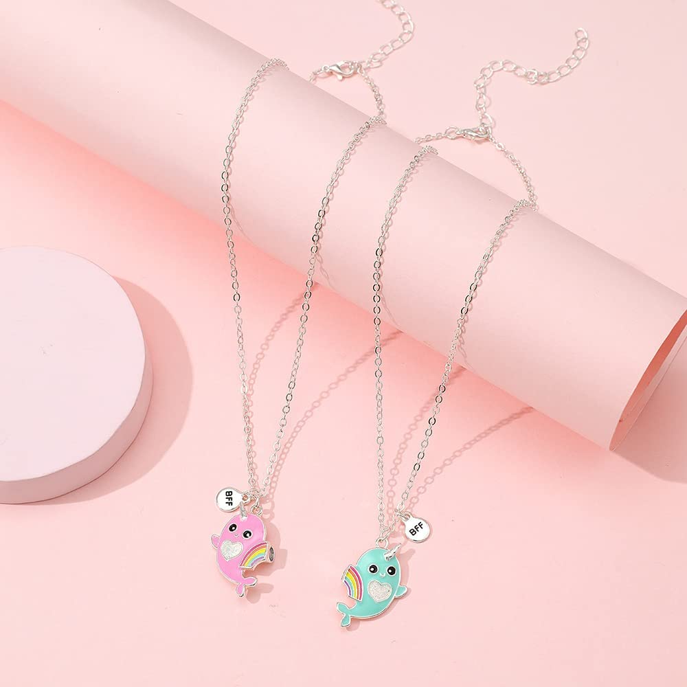 El Regalo Best Friend Forever 2Pcs-Split Magnetic Matching Bff Pendant Necklaces Set- Unicorns, Whales, Koalas Pendant Friendship Necklaces For Girls (Whales Bff Necklace) 2