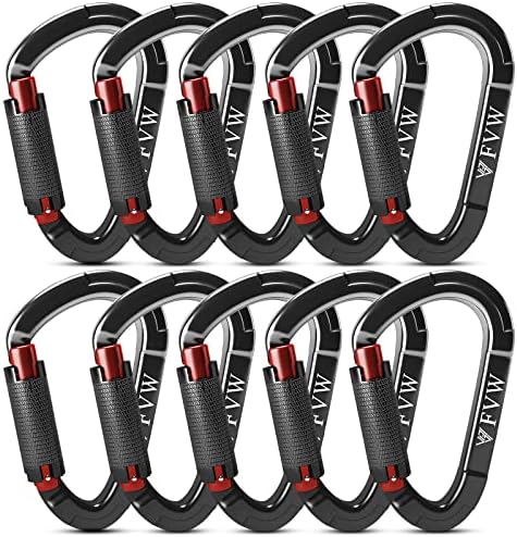 RIGINADO Heavy Duty Climbing Carabiners, 25KN Auto Locking Rock Climbing Carabiners Clips for Hammocks, Swing, Locking Dog Leash and Harness, Camping, Hiking & Utility