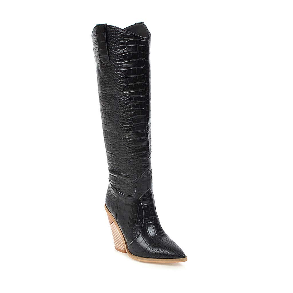 Botas Largas para Mujer Botas hasta La Rodilla del Reino Unido Botas De Montar para Mujer Cuñas con Punta Puntiaguda Botas De Tobillo De Tacón Grueso para Mujer Zapatos De Fiesta Elegantes Informales