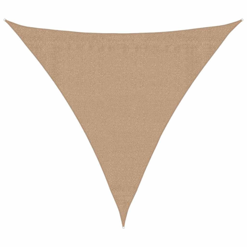 Voile d'ombrage en polyéthylène haute densité - 160 g/m² - Taupe - 3,6 m - Triangle - 90 % protection UV - Avec vis en acier inoxydable et 3 × 1,5 m de corde