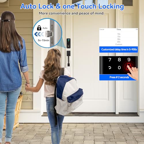 Image of Fingerprint Smart Door Lock with Handle Set, Keyless Entry Door Lock with Keypad,5-in-1 Deadbolt,Bluetooth Deadbolt with Auto Lock,Black