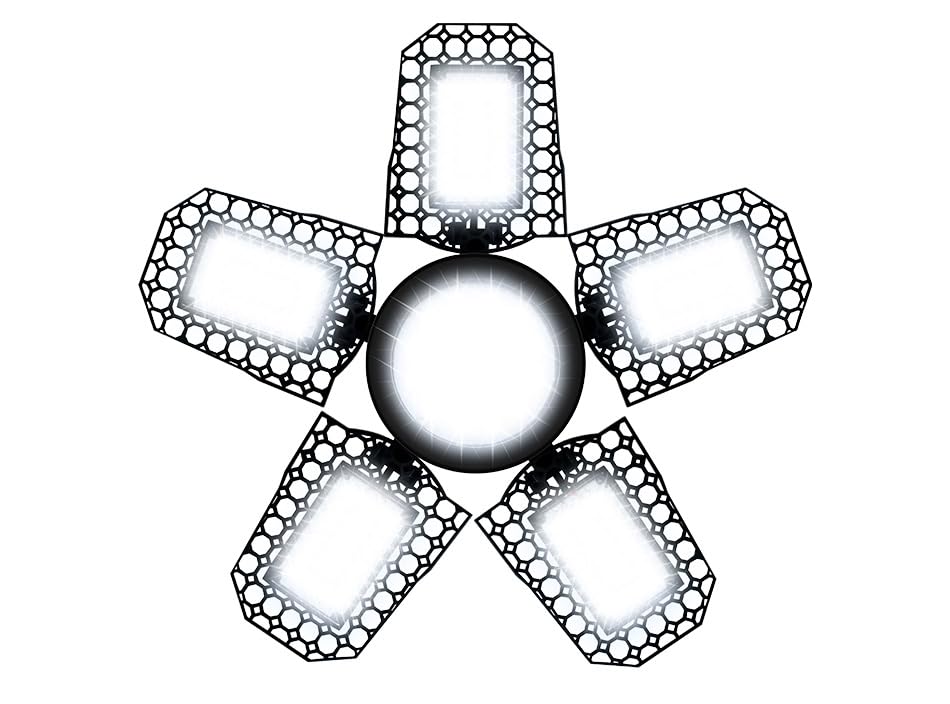 WENNI 200W LED Foldable Large Area Commercial Lighting E26 E27 Adjustable Panels Workshop Lights 100-277V Deformable Garage Light