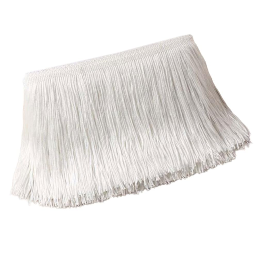 Blausky 10 cm x 10 m Wide Tassel Fringe Trim Dance Fringe Cut Fringe Silky Fringe Ribbon Decorative Ribbon Fringe Trim Ribbons for Sewing, for Latin Dress, Lingerie Curtains, Cream