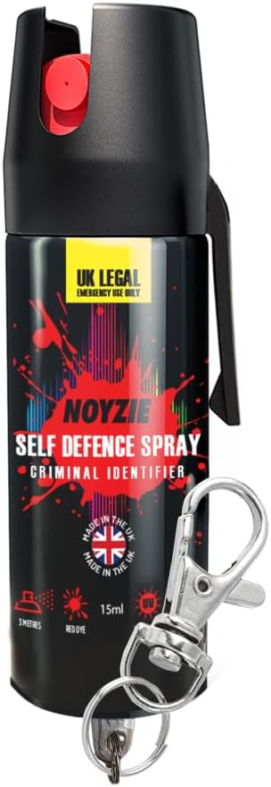 Self Defence Spray NOYZIE UK Legal Pepper Spray Alternative for Men & Women with UV Marking & Keychain - Criminal Identifier Spray for Personal Protection 15ml (Style 1)