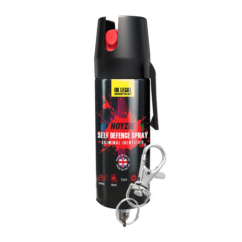 Self Defence Spray NOYZIE UK Legal Pepper Spray Alternative for Men & Women with UV Marking & Keychain - Criminal Identifier Spray for Personal Protection 15ml (Style 1)