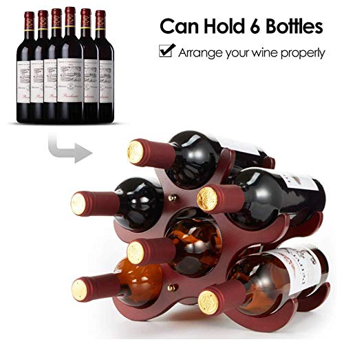 Soporte de mesa para 6 botellas de vino en madera miniatura 6