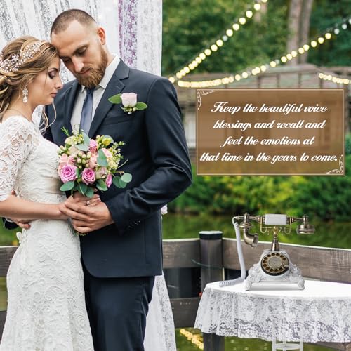 Kanayu Audio Guest Book Wedding Phone Vintage Audio Guest Book for Record Customized Audio Message Birthday Party Confession Message Voicemail Special Event, Personal and Convenient (White)