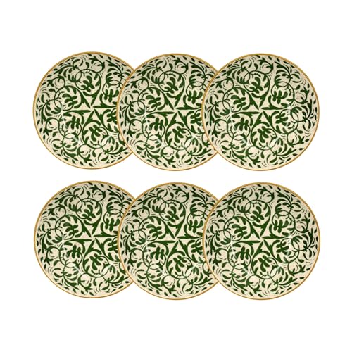 NOVASTYL - Lot 6 assiettes creuses héraclée 20cm en grès décor vert - 2614396