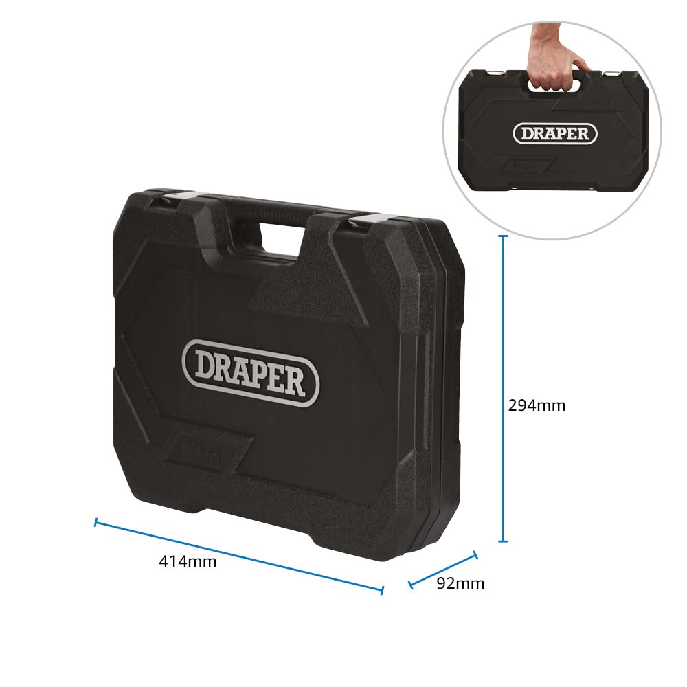 Draper 21444 Hi-Torq 1/2" i 1/4" sq. Dr, zestaw nasadek z grzechotką Quick Release, 83-częściowy do majsterkowania, warsztatu i garażu