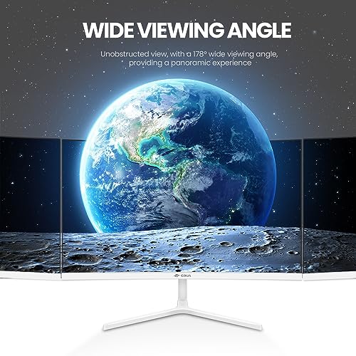 CRUA 24 Inch Curved Monitor, FHD(1920×1080p) 100HZ 99% sRGB Computer Monitors, LED Filter Blue Light 178° Wide Viewing Angle PC Monitor for Home, Office and Dormitory(HDMI, VGA)-White - Image 4