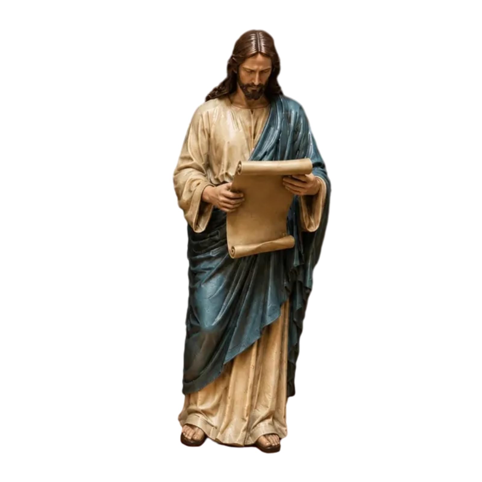 pidodou Jesus Reading Bookshelf Figure Vintage Holy Christian Sculpture Hand Painted Blessed Resin Statue for Home Office Desk Living Room Shelves Decor B