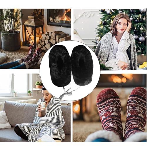 Zapatos calentadores de pies de felpa con almohadilla térmica USB para invierno 5