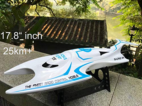 SOWOFA 17.8\" Remote Control Boat 45cm Hull Max Speed 30km Brush Motor Power Enough Water-Cool Fully Control rc Speedboat watercraft for Teens Adults Boys (10-24 Shipping dasy)