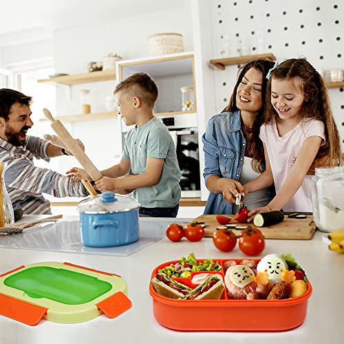 Honzuen Bento Lunch Box, 4-Compartment Lunch Salad Container, Lunch Box Kit With Spoon And Fork, Microwave Safe Meal Prep Containers For Sandwich, Pasta, Fruit, Travel (Orange) #TOP6