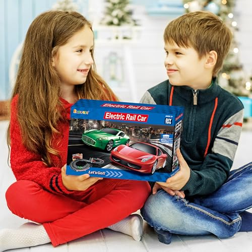 Rcovasc Kids Toy-Electric Powered Slot Car Race Track Set, Hot Wheels Track, Race Track Car Garage, Boys Toys, Race Tracks for kids ages 4-8, for 5 6 7 8-12 Year Old Boy Girl Best Gifts