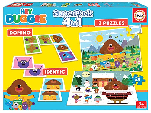 Educa - Hey Duggee Superpack 4in1, inkl. Domino, Memo Spiel und 2 Puzzles, für Kinder ab 3 Jahren (19395)