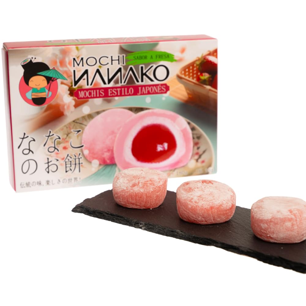 JAPON MARKET Mochi Japonés Dulce Tradicional Nanako Sabor Fresa - 180g - Postre y Snack Japones, Dulces Japoneses - Mochis Japoneses Dulces - Chuches Japonesas, Comida Japonesa Dulce Original