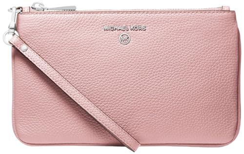Michael Kors Women's Jet Set Charm Medium Top-Zip Wristlet, Silver-Tone Hardware/Smokey Rose