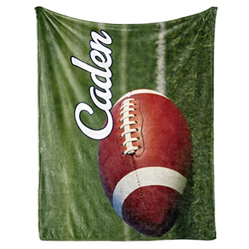 Personalized Baby Balll Soft Blanket: Custom Kids Football Design Blanket with Name and Number - Bedding Gifts for Infants Toddlers Adults 50x60inch