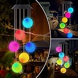❥ 〖Cambio de color y tamaño〗 Contiene 7 lámparas LED que cambian de color que iluminan al colibrí por la noche. Los diferentes tipos de colores brillantes cambian para hacer que el ambiente sea romántico. La longitud total de la suspensión de las campanas de viento de colibrí es de 25 pulgadas y el diámetro de la celda solar es de 5 pulgadas.