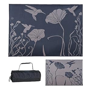 Stylish Camping Ming’s Mark Mat HummingbirdBlack/Brown, 8’x 11′
