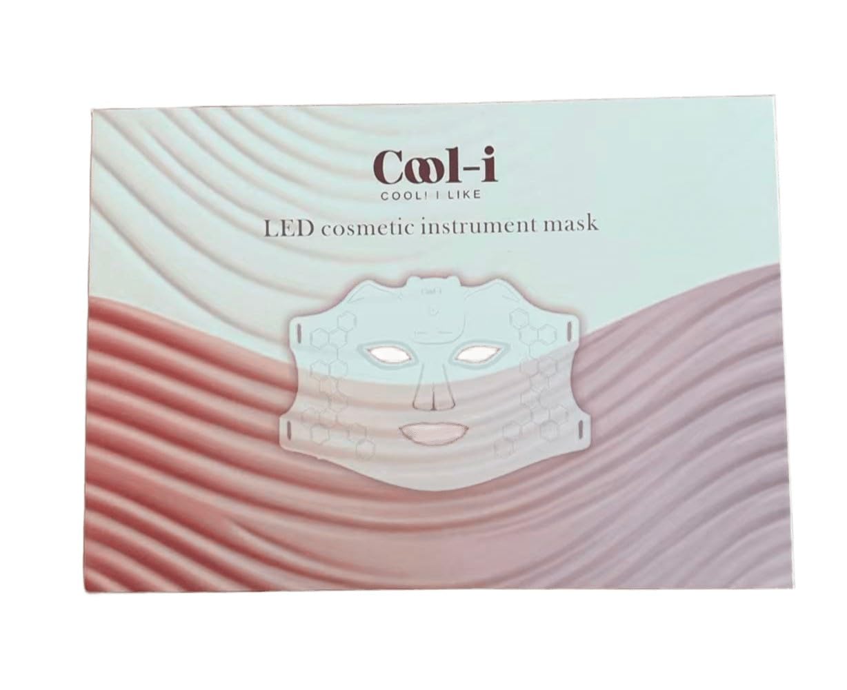 Cool-i ® LED-Gesichtsmaske mit 4 Lichtfarben – Kabellos, tragbar – Für ergänzende Hautpflege mit Rot-, Blau-, Infrarot- & Gelblicht – Aus Silikon, 10-Minuten-Timer,FDA/HSA