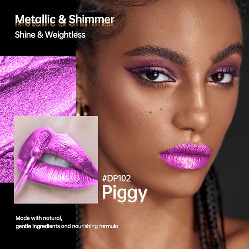 Image of Depuplum Purple Lipsticks for Women Metallic Glitter Lipstick Long Lasting