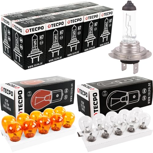 TECPO Lot de lampes de voiture 40 pièces H7 55W Ampoule clignotant frein 12V 21W