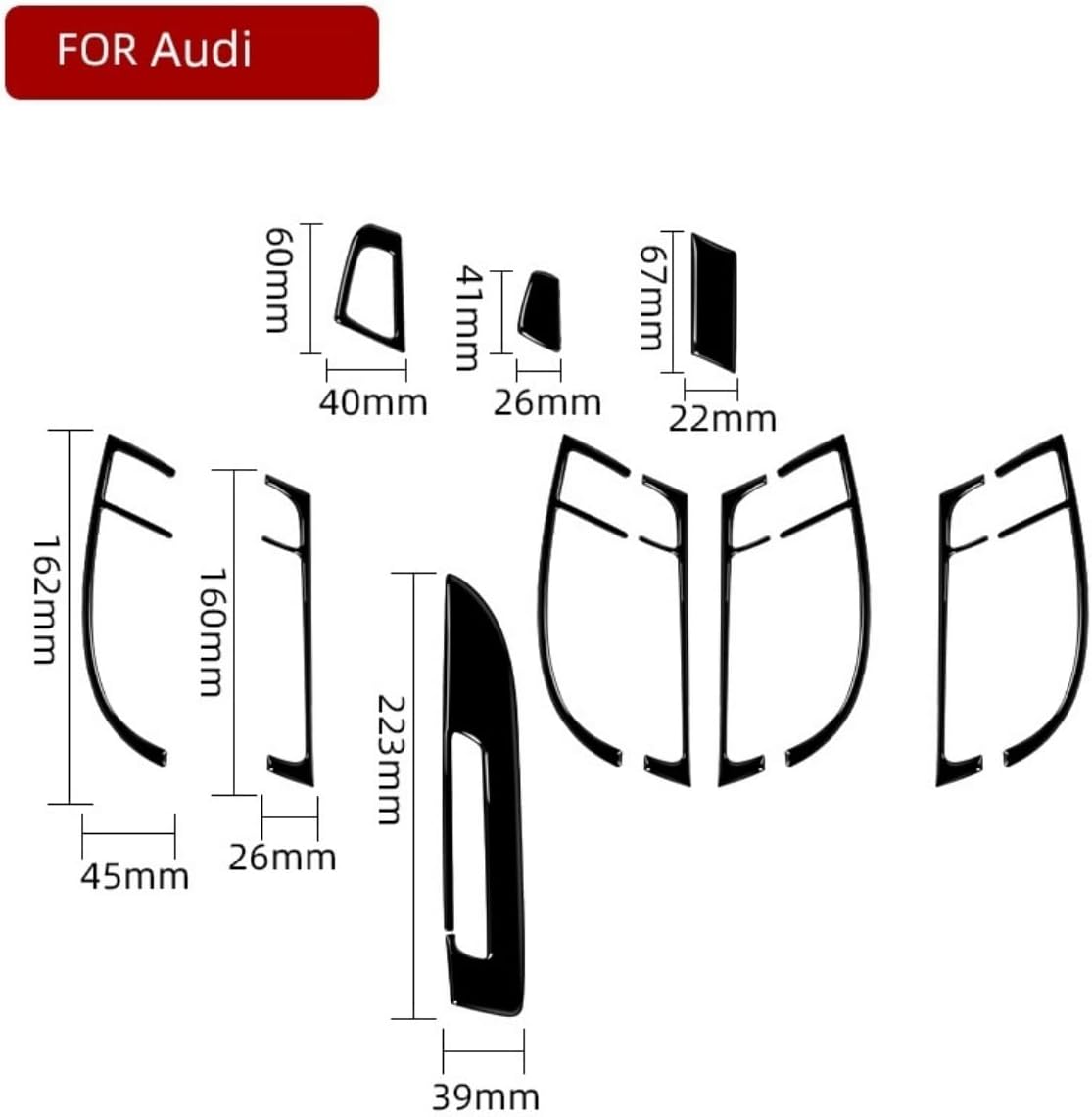 Carbon Fiber Car Interior Accessories Decoration Decal Sticker Trim Compatible with Audi Q7 2007-2015 (Paino Black, Door Handle Cover Kit)