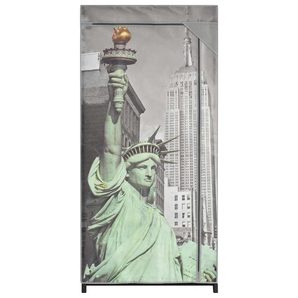 Szafa na ubrania New York 75 x 45 x 160 cm, składana, z drążkiem na ubrania i wieloma przegródkami, zajmuje mało miejsca, do sypialni, pokoju dziecięcego, korytarza, przechowywania i porządku