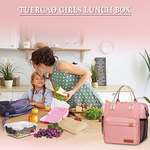 Tuercao Pink Lunch Box For Teen Girls - Lunch Bag For Kids Toddler Insulated Lunch Bag With Water Bottle Holder & Multi-Pockets Back To School Lunch Boxes School Supplies For Girls #TOP6