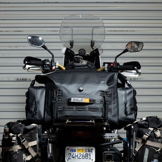 Shop Bikers (Biltwell) Exfil-105 wasserdichte Motorradtasche, schwarz, 66 x 28 x 30,5 cm, mit MOLLE-System, mehrere Befestigungspunkte