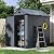 Aoxun 4×6 FT All-Weather Resin Storage Shed, Outdoor Plastic Tool Shed with Reinforced Floor, Lockable Door, Window & Vent for Garden Patio Backyard, Stores Bike, Garbage Can & Yard Gear, Dark Gray
