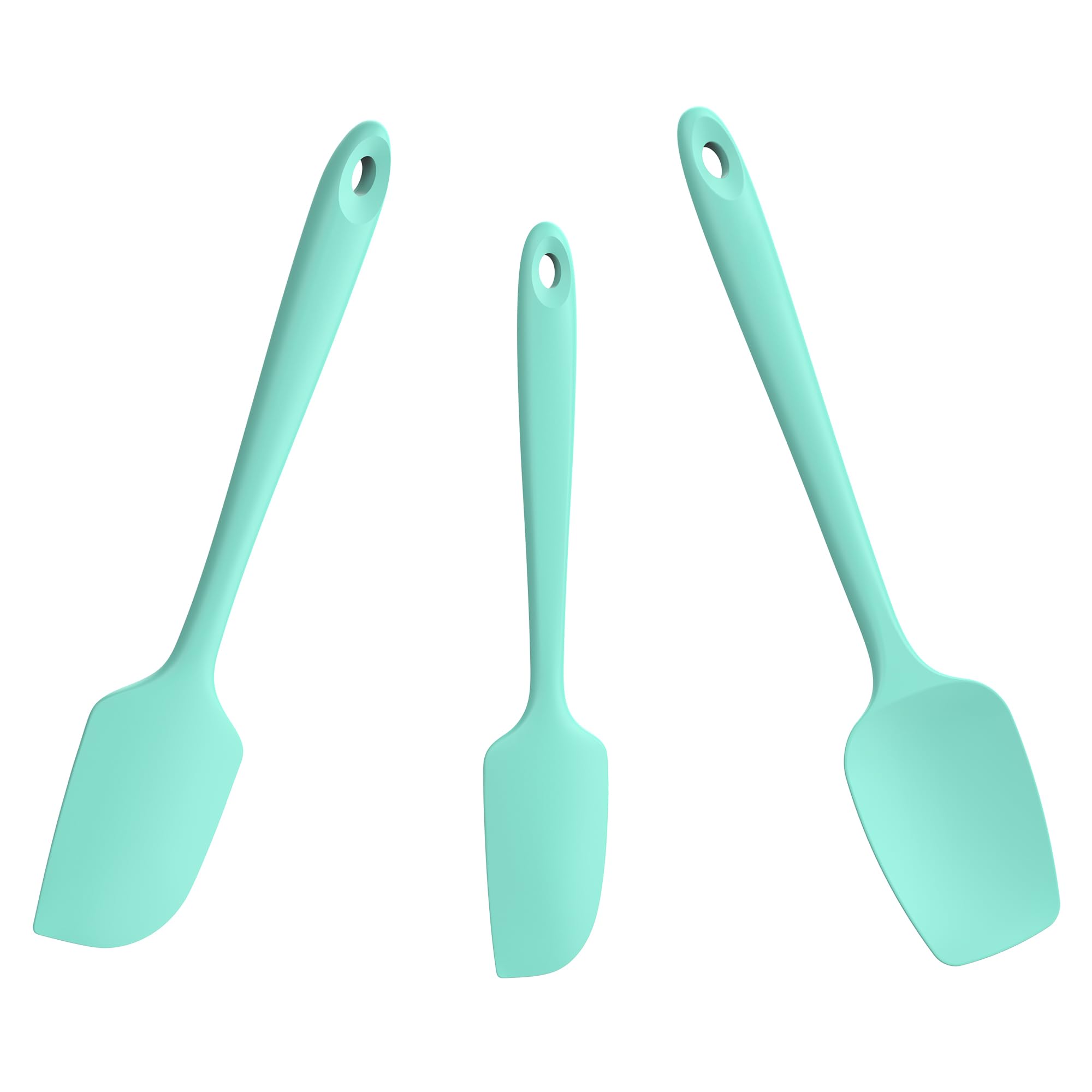 Doosu Silicone Spatula Scrapers Set of 3, 315℃ Heat Resistant Food Grade Rubber Baking Cooking Spoon Spatula Non-Stick Kitchen Utensils for Mixing Scraping Stirring Serving Folding (Aqua Sky)