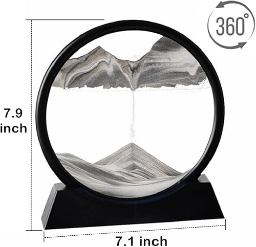 Miniatura 3 de Anxus Imagen artística de arena en movimiento redonda de vidrio 3D de mar profundo, marco de arena que fluye con arena, sensorial relajante para