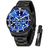 SAPPHERO Uhren Herren Chronograph Analog Quarz 50M Wasserdicht Armbanduhr Herren Mode Lässig Business Herrenuhren mit Kalender Edelstahlarmband Uhr Geschenk für Männer
