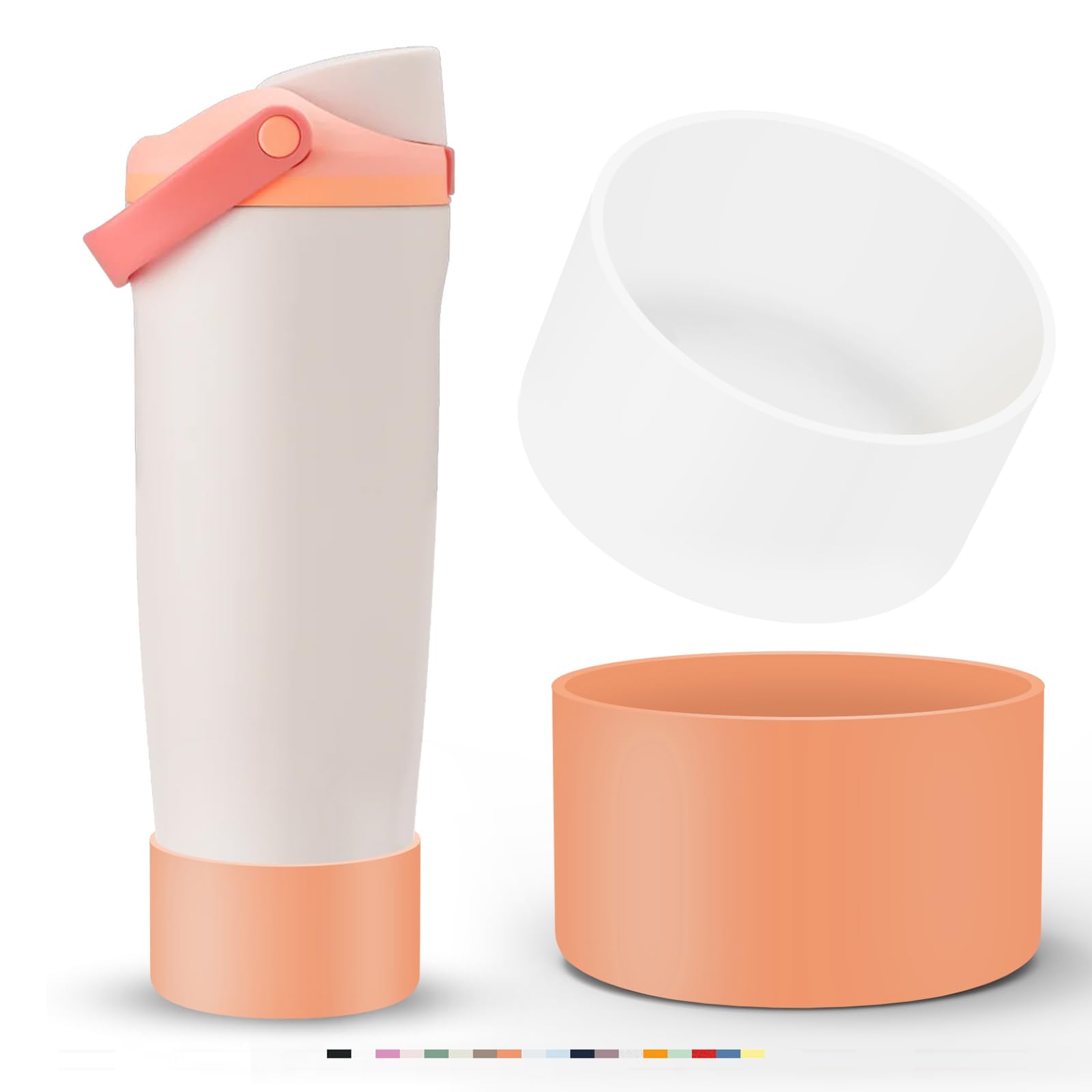 2PCS Silicone Boot for Owala Water Bottle 30oz & 40oz FreeSip Sway & Tumblers, Non-Slip, Scratch-resistant, Protective Sleeve for Stainless Steel Water Bottle Accessories BPA-Free Bottom Base(NCT+WT)