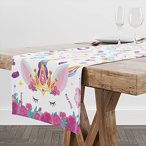 Muktoujaumai Unicorn Table Runner, Rainbow Star Birthday Table Runner Home Decor For Girls Birthday Table Runner Decorations For Holiday Party Baby Shower, Birthday Decorations For Kids Girls Women #TOP3