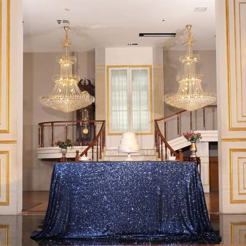 Eternal Beauty Sequin Tablecloths Rectangle Navy Blue 152 x 305 cm wedding Halloween Chrismas Party Banquet New Year’s Day - Image 2