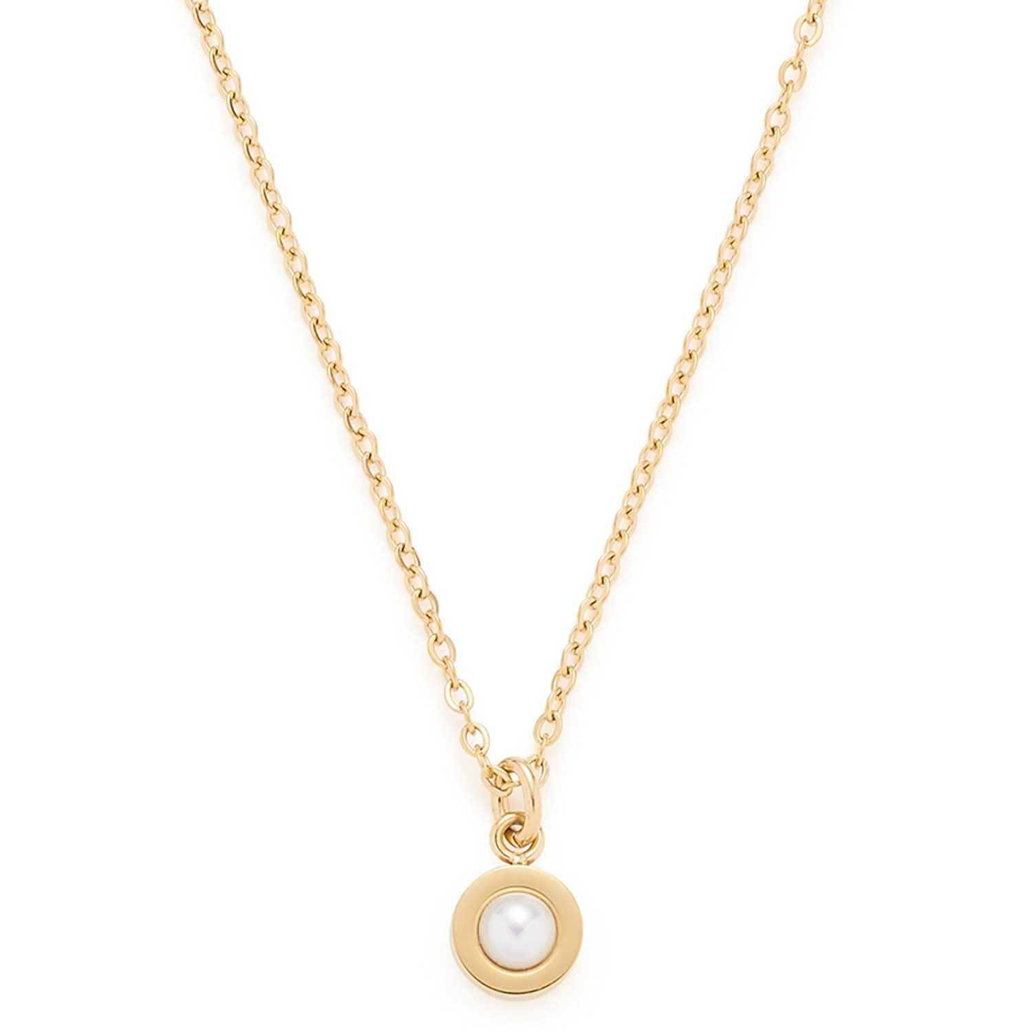 JEWELS BY LEONARDO Halskette Isa • feine Anker-Kette aus goldfarbenem Edelstahl • Anhänger mit pinkem Glas-Stein • 42-47 cm Länge • Schmuck Geschenk Damen • 022876