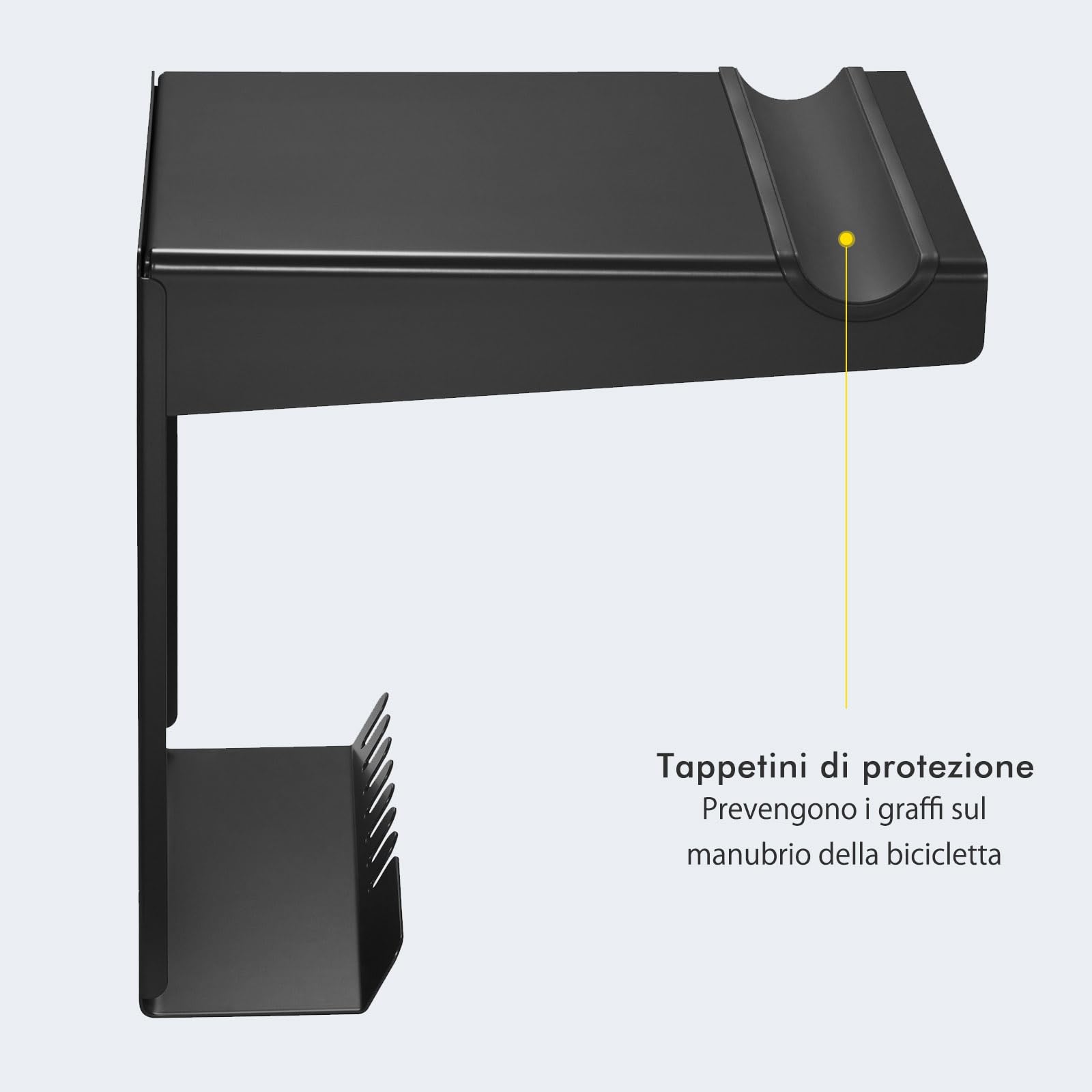Mimoke Supporto da parete per bicicletta, per interni, per biciclette, con ganci, design compatto e robusto, imbottitura protettiva, spazio aggiuntivo, facile da installare (Nero)