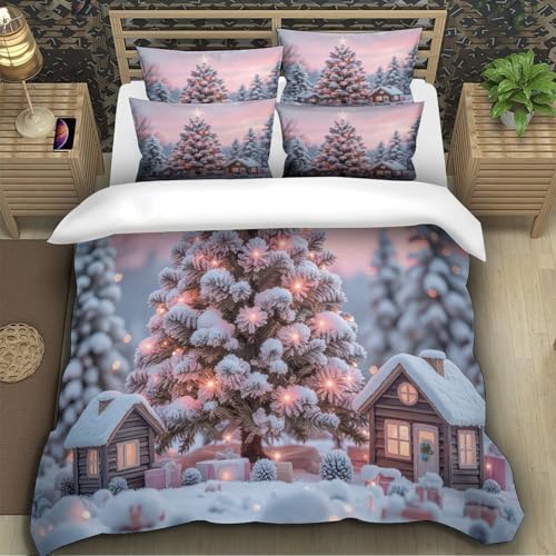 Parure de lit Arbre de Noël microfibre 3D housse de couette confortable