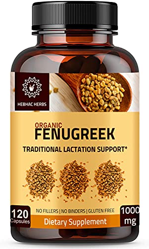 Hebhac Herbs Fenugreek Capsules for Women 120 Capsules 1000mg Breastfeeding Supplement | Organic Fenugreek Powder Capsules Promotes Healthy Lactation Potent Fenugreek Seed Supplement Capsules